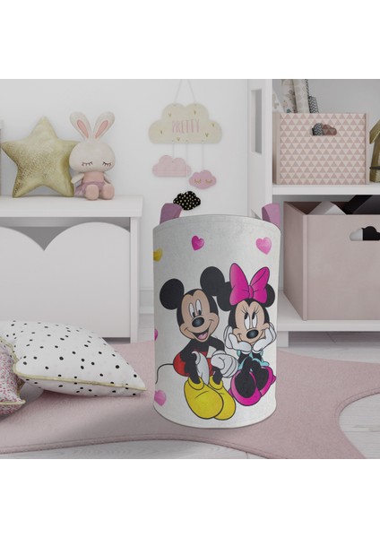 Bebek ve Çocuk Odası Mickey ve Minnie Mause Desenli Oyuncak Sepeti