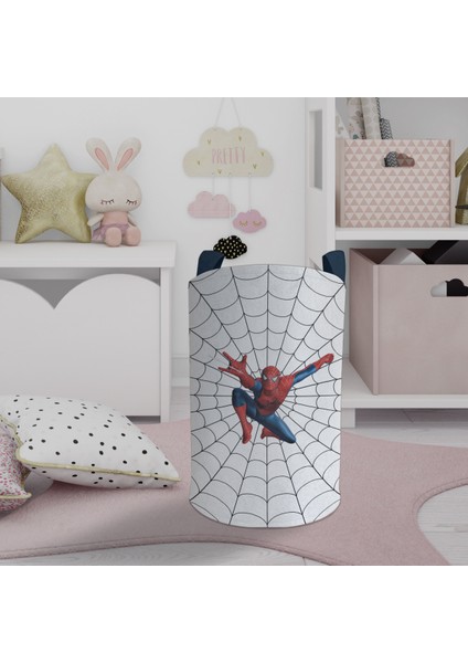 Bebek ve Çocuk Odası Ağ ve Spiderman Desenli Oyuncak Sepeti