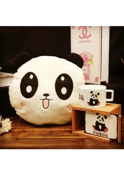 Panda Kutulu Kupa ve Yastık Sevgiliye Hediye