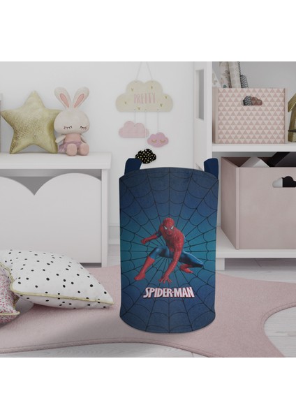 Bebek ve Çocuk Odası Spider Man Desenli Lacivert Oyuncak Sepeti