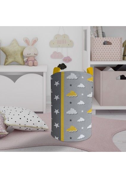 Bebek ve Çocuk Odası Sarı Filli Balon Çerçeveli Oyuncak Sepeti