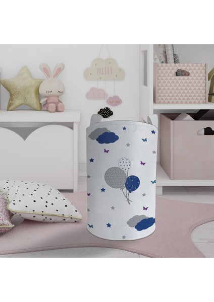 Bebek ve Çocuk Odası Kelebekli Balon Desenli Oyuncak Sepeti