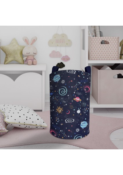 Bebek ve Çocuk Odası Galaksi Desenli Oyuncak Sepeti