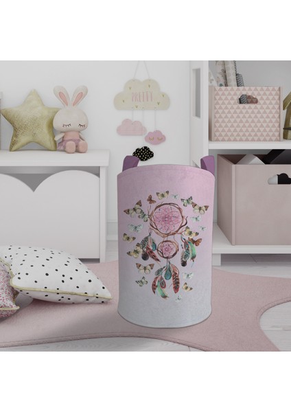Bebek ve Çocuk Odası Kelebek Desenli Pembe Oyuncak Sepeti