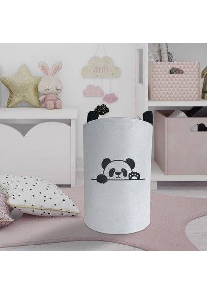 Bebek ve Çocuk Odası El Sallayan Sevimli Panda Desenli Oyuncak Sepeti
