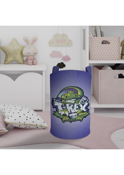 Bebek ve Çocuk Odası T-Rex Desenli Oyuncak Sepeti