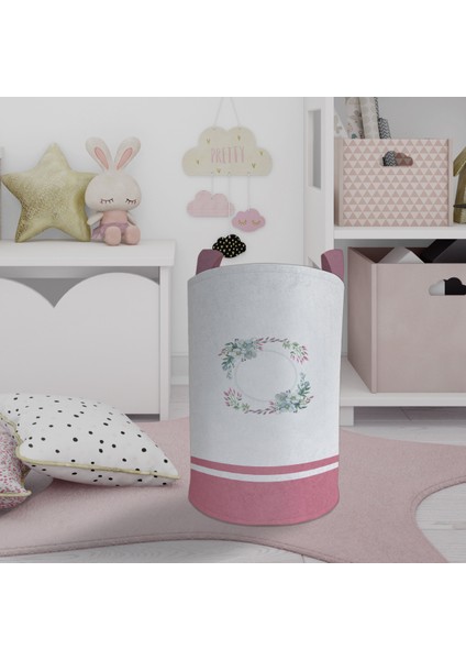 Bebek ve Çocuk Odası Çiçek Desenli Oyuncak Sepeti