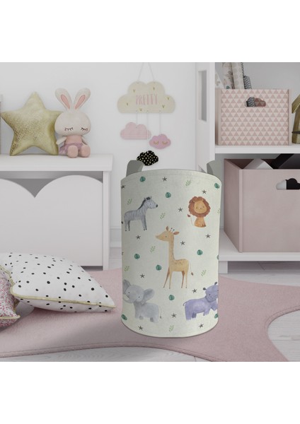 Bebek ve Çocuk Odası Safari Desenli Oyuncak Sepeti