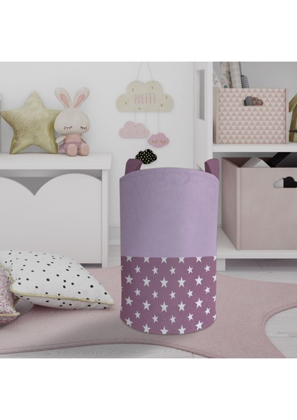 Bebek ve Çocuk Odası Lila Bulut Desenli Oyuncak Sepeti