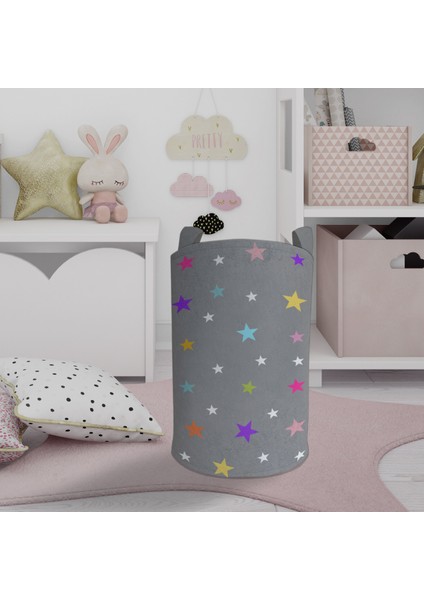 Bebek ve Çocuk Odası Yıldızlı Seksek Desenli Oyuncak Sepeti