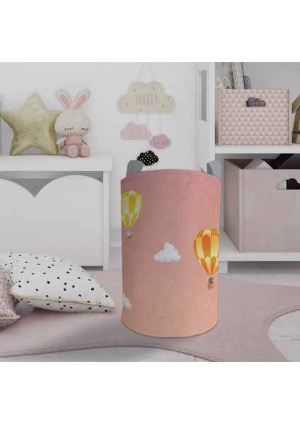 Bebek ve Çocuk Odası Balon ve Tavşan Desenli Oyuncak Sepeti
