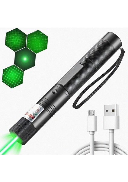 Yeşil -Pilli Anahtar Emniyetli Yeşil Lazer Pointer Yüksek Güçlü Lazer Işaretleme+ Pil Doldurma Aleti fiyatları