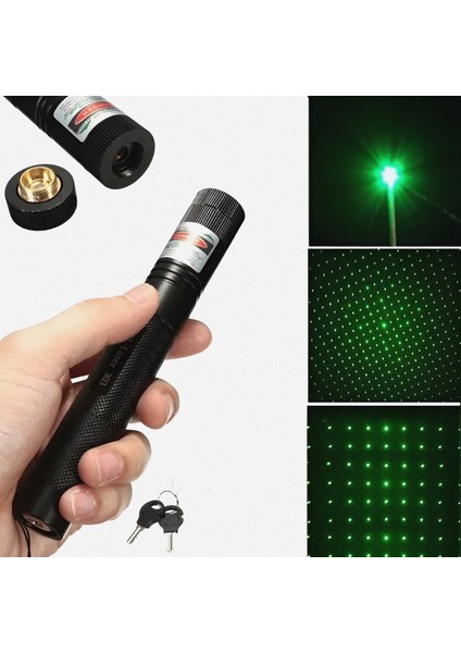 Yeşil -Pilli Anahtar Emniyetli Yeşil Lazer Pointer Yüksek Güçlü Lazer Işaretleme+ Pil Doldurma Aleti modelleri