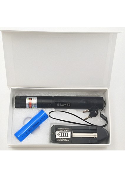 Yeşil -Pilli Anahtar Emniyetli Yeşil Lazer Pointer Yüksek Güçlü Lazer Işaretleme+ Pil Doldurma Aleti fırsatları