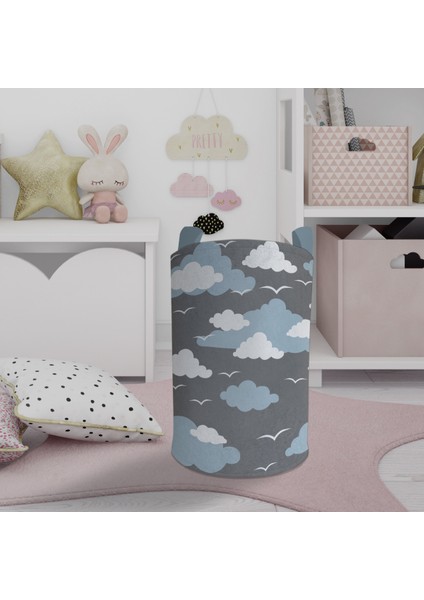 Bebek ve Çocuk Odası Bulut ve Martı Desenli Oyuncak Sepeti