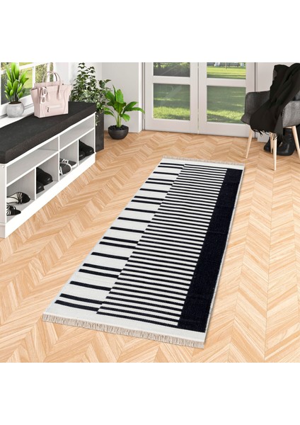 "elegantwoven Koleksiyon Siyah Pamuk-Polyester Kilim - Homesteadart Rugs Çift Taraflı ve Nefes Alabilir Yapıda, 30°c'de Makinede Yıkanabilir, Katlanabilir, Robot Süpürge Uyumlu - Çeşitli Ebatlar"