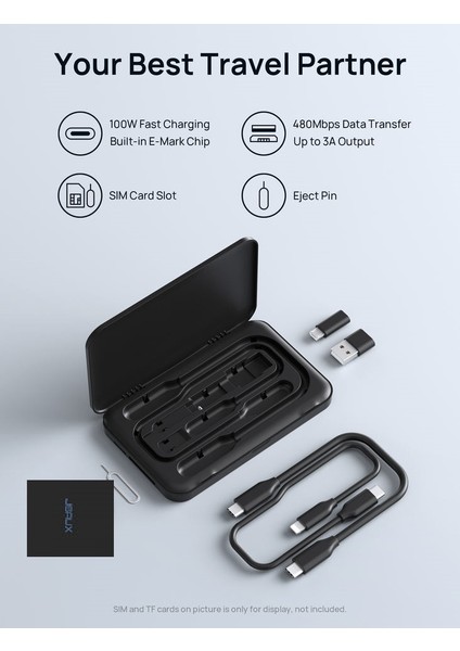 Urbankit Pro 6in1 Profesyonel Seyehat Kiti Mfi Lisanslı Type-C To Ip ve 100W Type-C To Type-C Kablolu Dijital Saklama Kutusu Sd Tf Kart Yuvası Telefon Kablosu Dönüştürücü ve Aparat Seti DB02