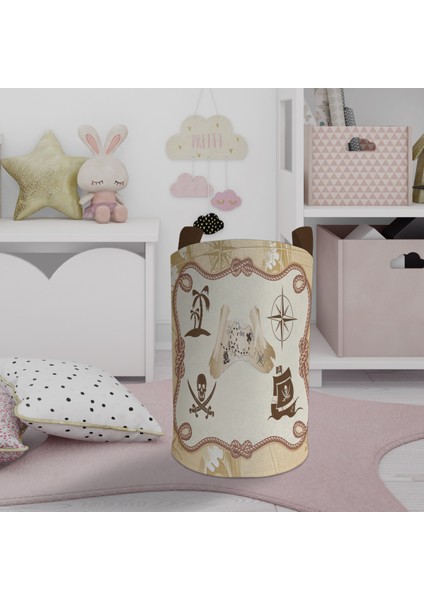 Bebek ve Çocuk Odası Korsan Kuru Kafa Çerçeveli Oyuncak Sepeti