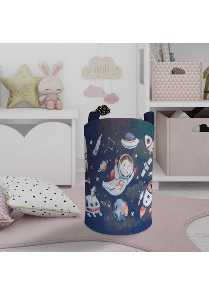 Bebek ve Çocuk Odası Uzaylı Astronot Desenli Oyuncak Sepeti