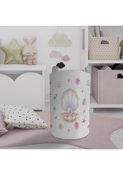 Bebek ve Çocuk Odası Deniz Yıldızlı Seksek Desenli Oyuncak Sepeti