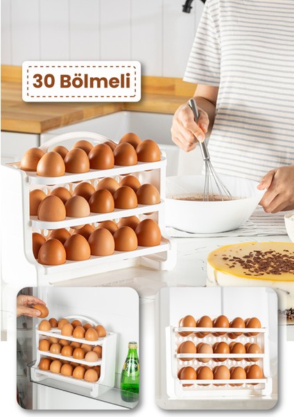 30 Bölmeli Yumurta Rafı Saklama Kabı Beyaz