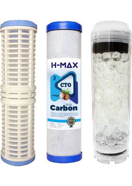 H-MAX Reverse Osmosis System Daire Girişi ve Bina Girişi Su Arıtma Cihazlarına Özel 3 Aşamalı Filtre Seti Silifozlu - 0145