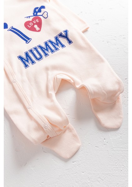 I Love Mummy Baskılı 2'li Uzun Kollu Kız/erkek Bebek Tulum Takım indirimleri