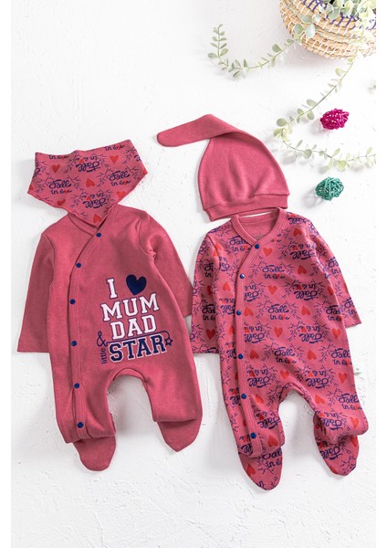 I Love Mum & Dad Baskılı 2'li Bebek Tulum Takım