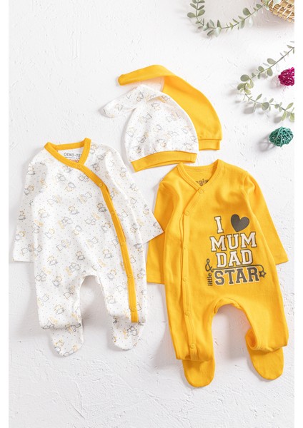 I Love Mum & Dad Baskılı 2'li Bebek Tulum Takım