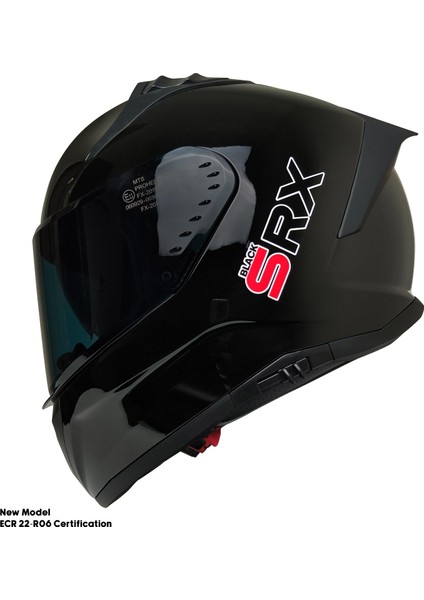 Motosiklet Kask Ece 22.R06 Sertifikalı Double Vizör Fiber Motor Kaskı Full Face Yeni Sezon Black Srx