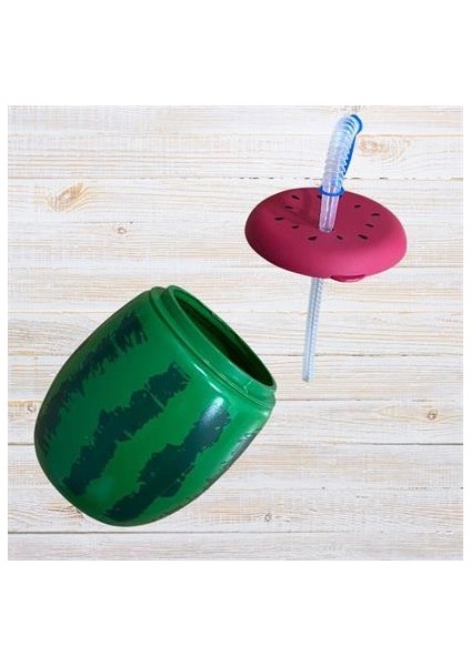 Karpuz Model Kendiliğinden Pipetli 900 ml Suluk, Matara