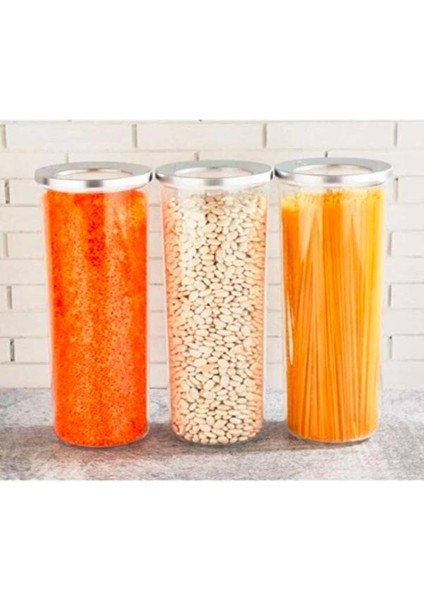 Yuvarlak Lüks Saklama Kabı Krom Kapak 6 Adet 1750 ml