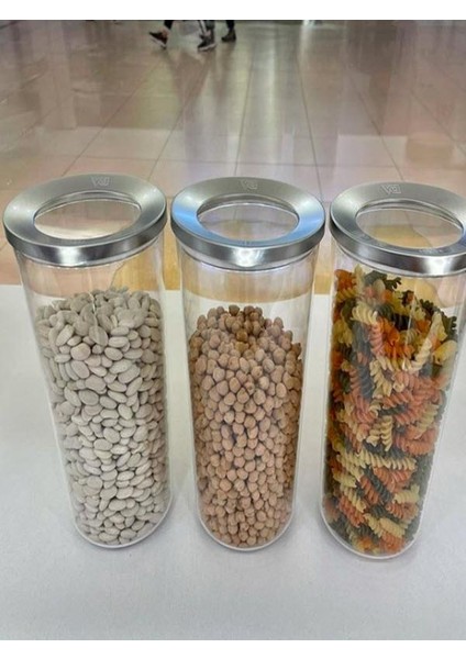Yuvarlak Lüks Saklama Kabı Krom Kapak 6 Adet 1750 ml