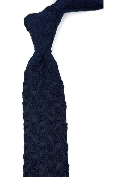 Lacivert Kendinden Desen Örgü Kravat ÖR8345