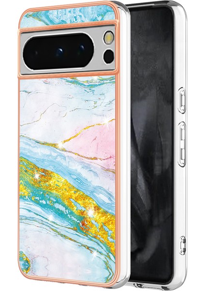 Google Pixel 8 Pro Marble Desen Elektrapan Tpu Telefon Kapağı Için (Yurt Dışından)