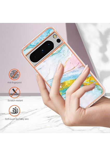 Google Pixel 8 Pro Marble Desen Elektrapan Tpu Telefon Kapağı Için (Yurt Dışından) modelleri