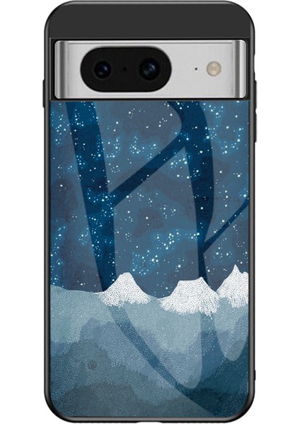 Google Pixel 8 Yıldızlı Gökyüzü Desen Kılıfı Temperlenmiş Cam+Pc+Tpu Çizgiye Dönüş Anti Telefon Kapağı (Yurt Dışından)