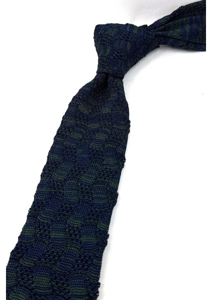 Lacivert - Yeşil Motif Desen Örgü Kravat ÖR8356 fiyatları