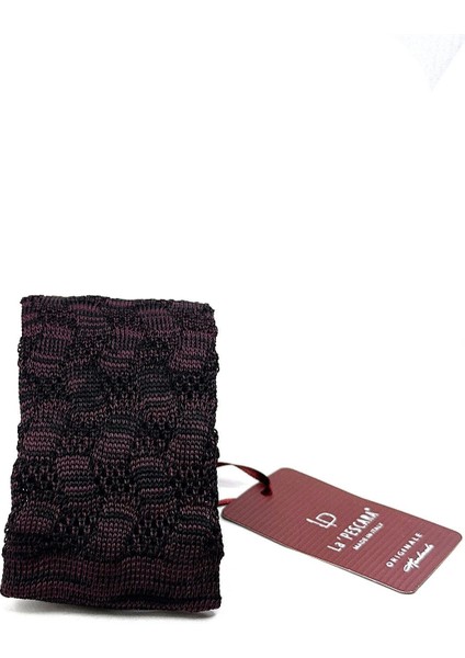Siyah - Mürdüm Motif Desen Örgü Kravat ÖR8357
