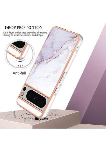 Google Pixel 8 Pro Marble Desen Elektrapan Tpu Telefon Kapağı Için (Yurt Dışından) modelleri