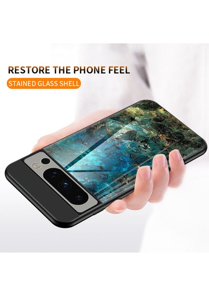 Google Pixel 8 Pro Temperli Cam Kapak Mermer Deseni Pc+Tpu Çizgiye Döküm Anti Telefon Kılıfı (Yurt Dışından) fiyatları