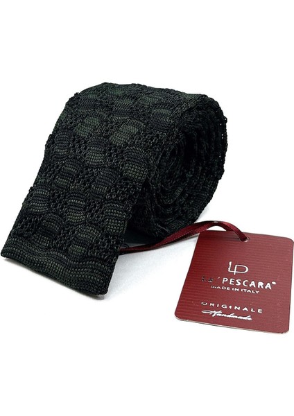 Siyah - Yeşil Motif Desen Örgü Kravat ÖR8360