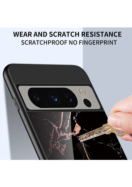 Google Pixel 8 Pro Temperli Cam Kapak Mermer Deseni Pc+Tpu Çizgiye Döküm Anti Telefon Kılıfı (Yurt Dışından) modelleri