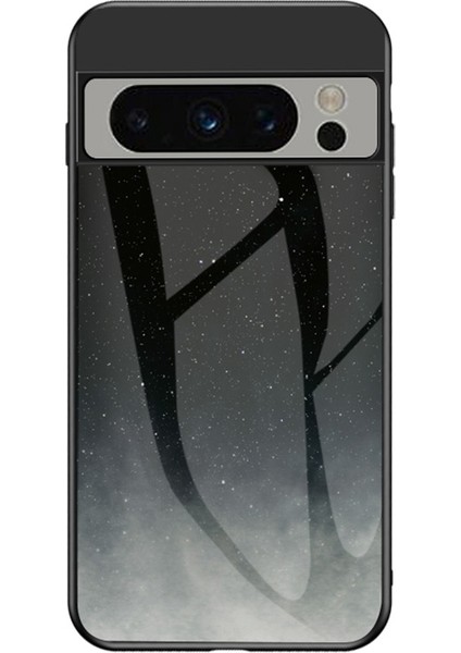 Google Pixel 8 Pro Temperli Cam Arka Kapak Yıldızlı Gökyüzü Desen Pc+Tpu Telefon Kılıfı (Yurt Dışından)