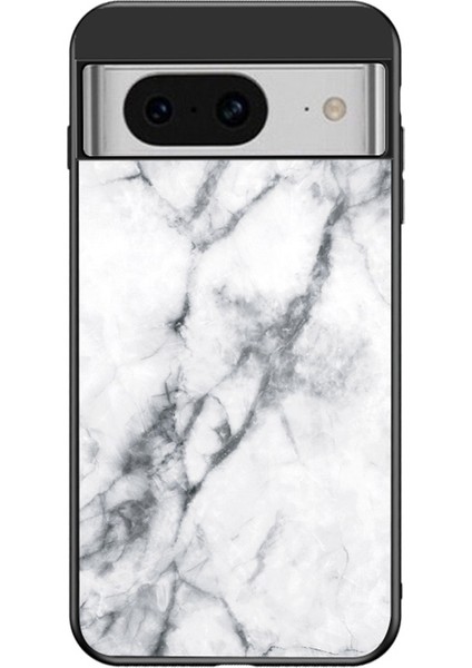 Google Pixel 8 Mermer Desen Temizli Cam Kılıf Pc+Tpu Koruyucu Telefon Kapağı (Yurt Dışından)