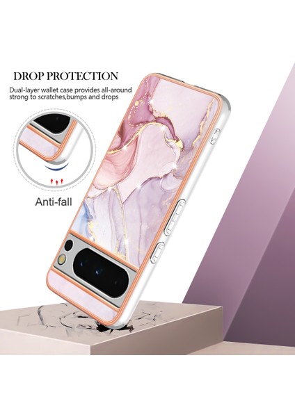 Google Pixel 8 Pro Marble Desen Elektrapan Tpu Telefon Kapağı Için (Yurt Dışından) modelleri