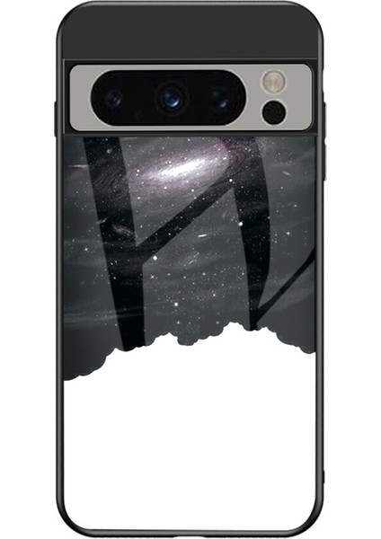 Google Pixel 8 Pro Temperli Cam Arka Kapak Yıldızlı Gökyüzü Desen Pc+Tpu Telefon Kılıfı (Yurt Dışından)