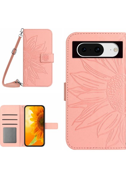 Google Pixel 8A Kayışlı Deri Akıllı Telefon Kapağı (Yurt Dışından)