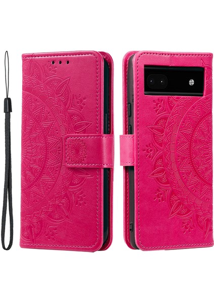Google Pixel 8A Mandala Çiçek Strap ile Baskılı Deri Kapak (Yurt Dışından) fiyatları