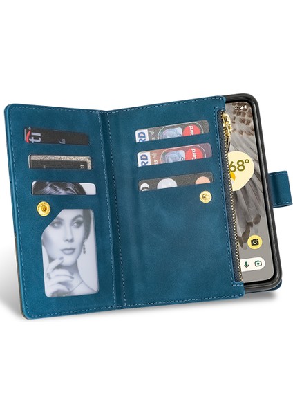 Google Pixel Fold Deri Flip Telefon Kılıfı Fermuarı Cep Stand Çizgileri Baskılı Cüzdan Kapağı (Yurt Dışından) fiyatları